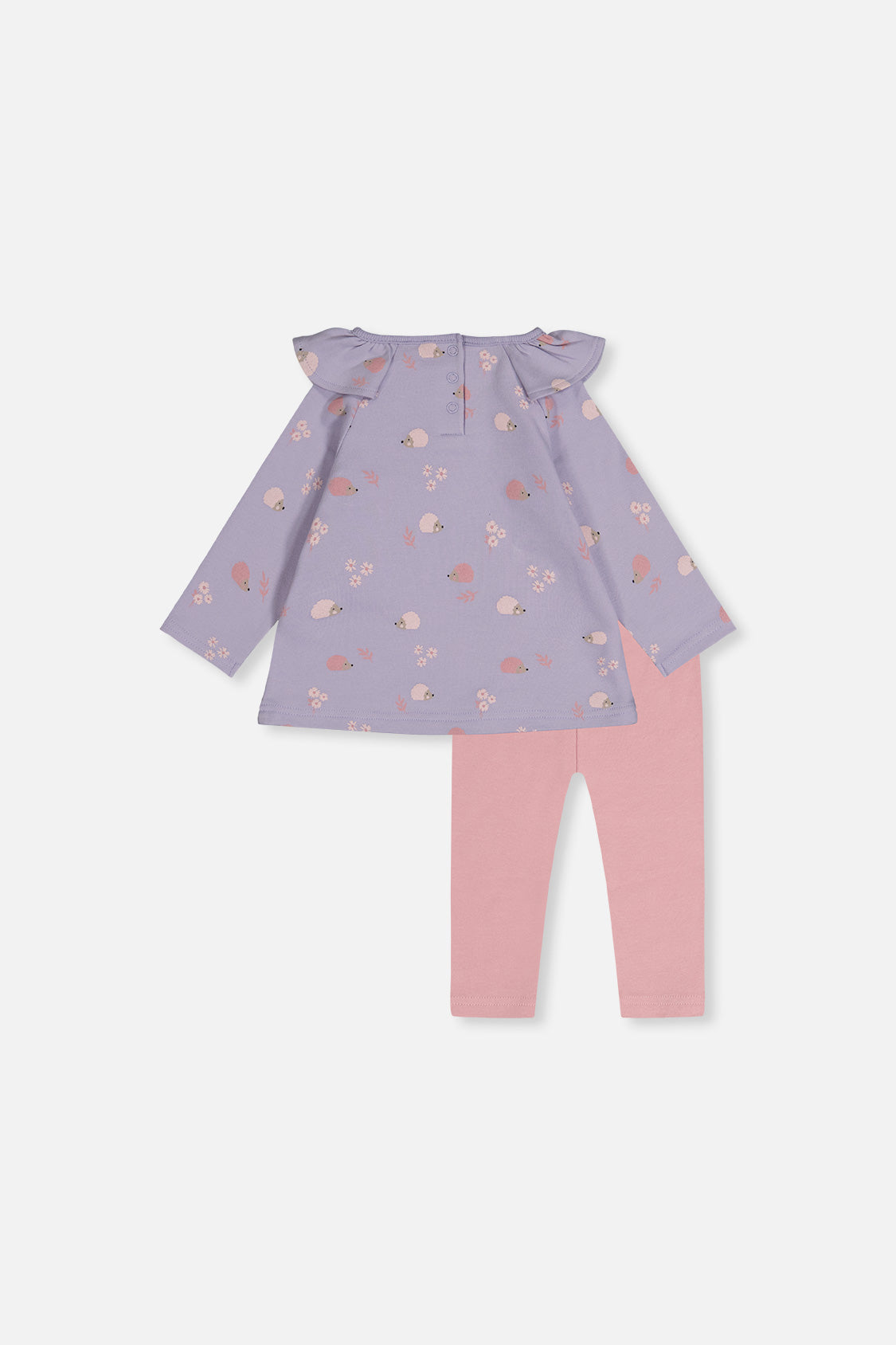 Organic Cotton Tunic And Legging Set Purple Hedgehog Print - Image 3