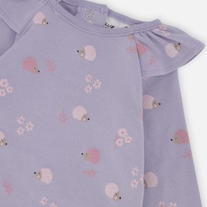 Organic Cotton Tunic And Legging Set Purple Hedgehog Print - Image 4