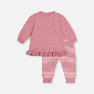 Knitted Top And Pants Set Dusty Pink - Image 3