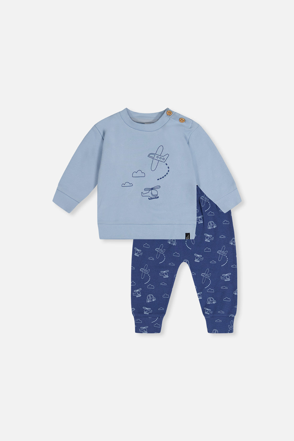 Organic Cotton Pants And Top Set Sky Blue - Image 11