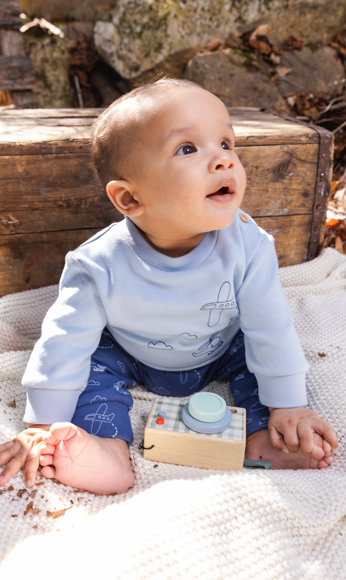 Organic Cotton Pants And Top Set Sky Blue - Image 2