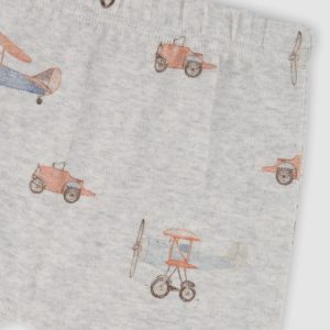 Organic Cotton Pants And Top Set Beige Printed Airplanes - Image 5