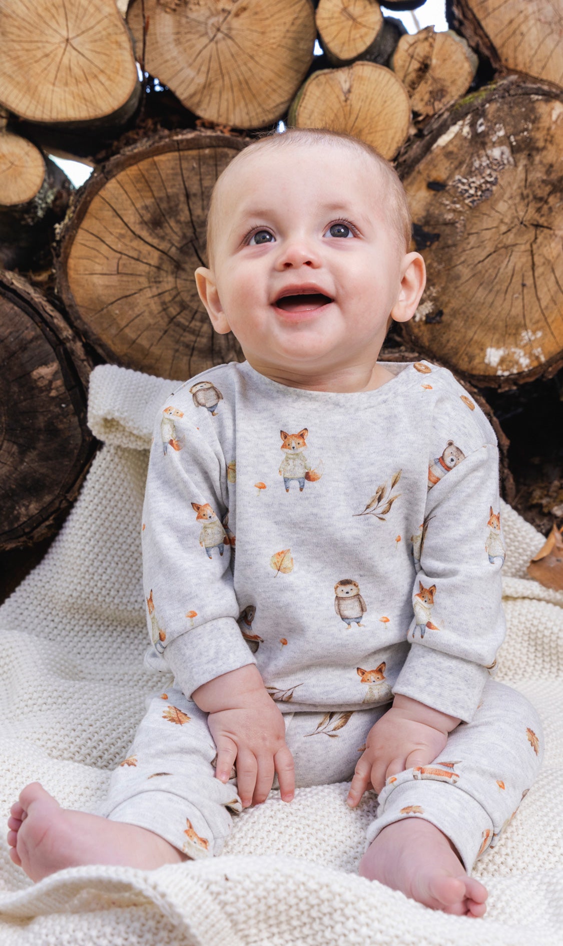 Organic Cotton Pants And Top Set Beige Animal Print - Image 2