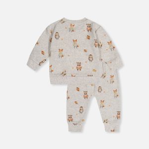 Organic Cotton Pants And Top Set Beige Animal Print - Image 3