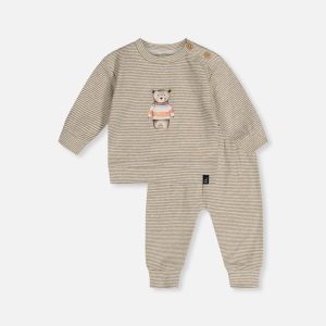 Organic Cotton Pants And Top Set Brown And White Stripes - Image 8