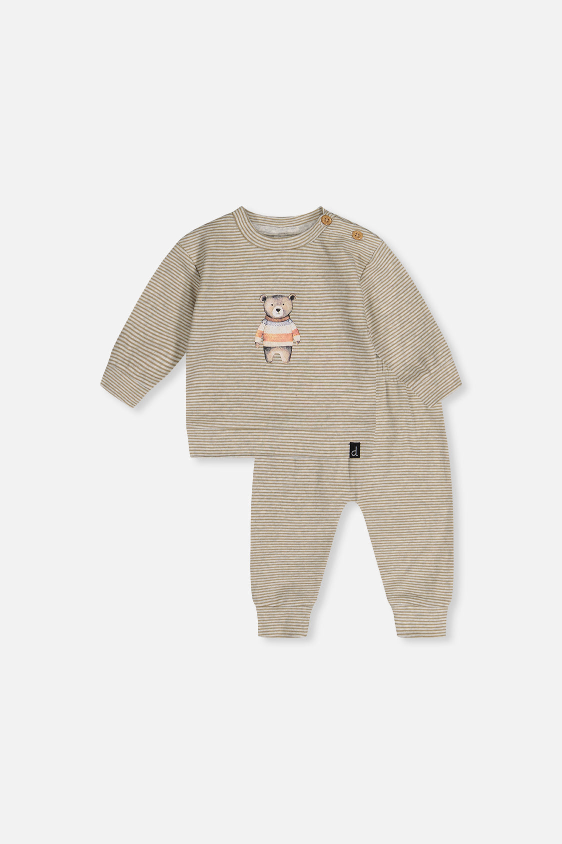 Organic Cotton Pants And Top Set Brown And White Stripes - Image 10
