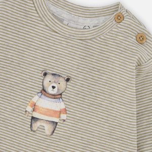 Organic Cotton Pants And Top Set Brown And White Stripes - Image 4