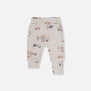 Organic Cotton Evolutive Pants Beige Printed Airplanes - Image 6