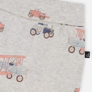 Organic Cotton Evolutive Pants Beige Printed Airplanes - Image 4