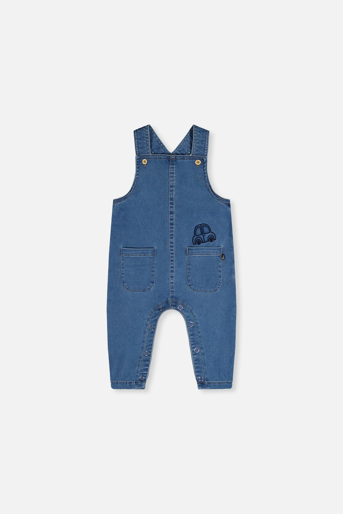 French Terry Denim Overall Light Blue Denim