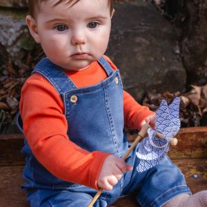 French Terry Denim Overall Light Blue Denim - Image 2
