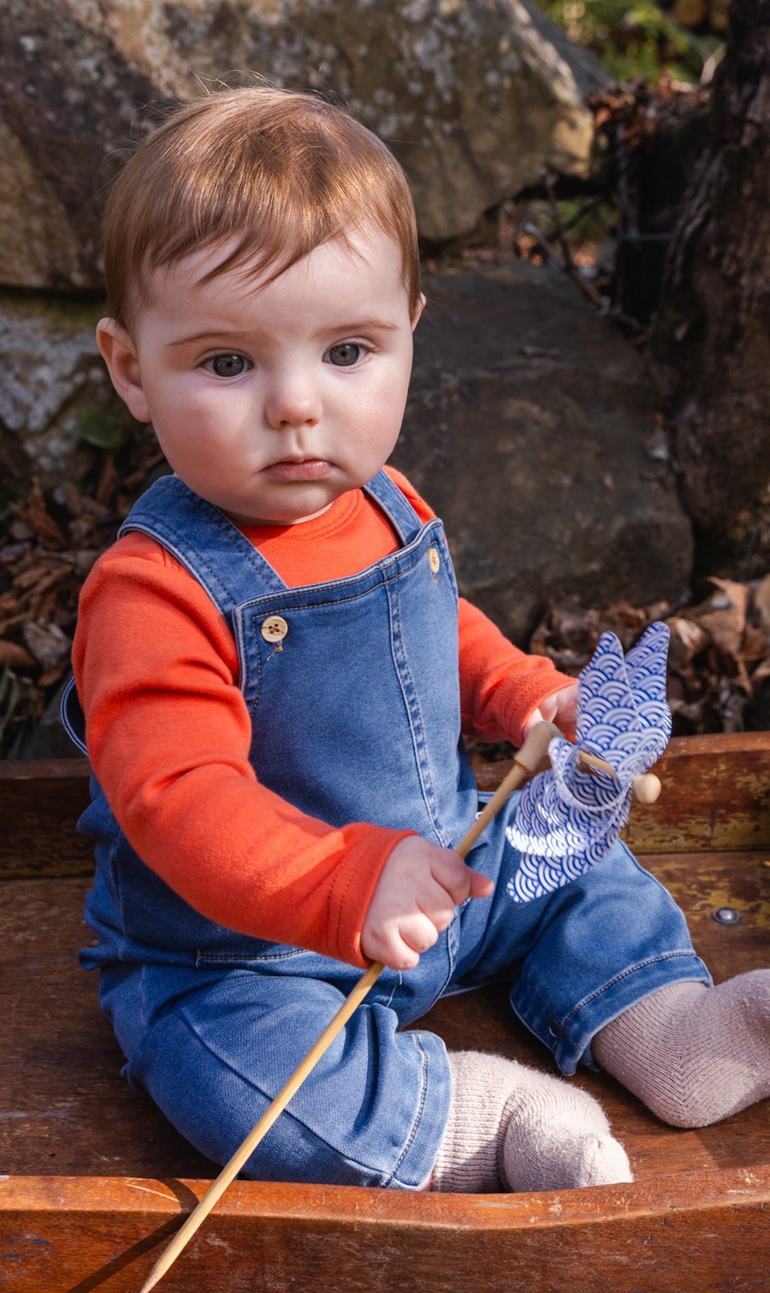 French Terry Denim Overall Light Blue Denim - Image 2