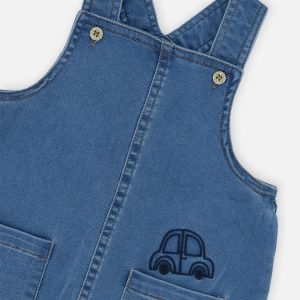 French Terry Denim Overall Light Blue Denim - Image 4