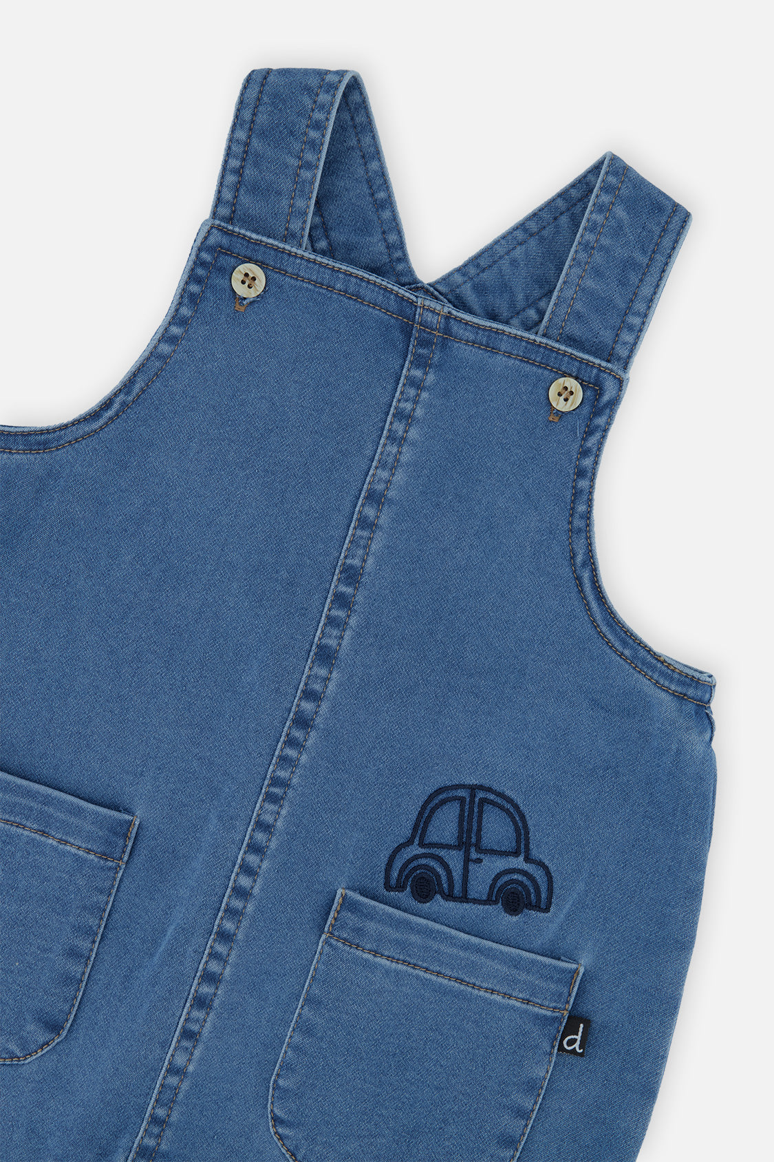 French Terry Denim Overall Light Blue Denim - Image 4