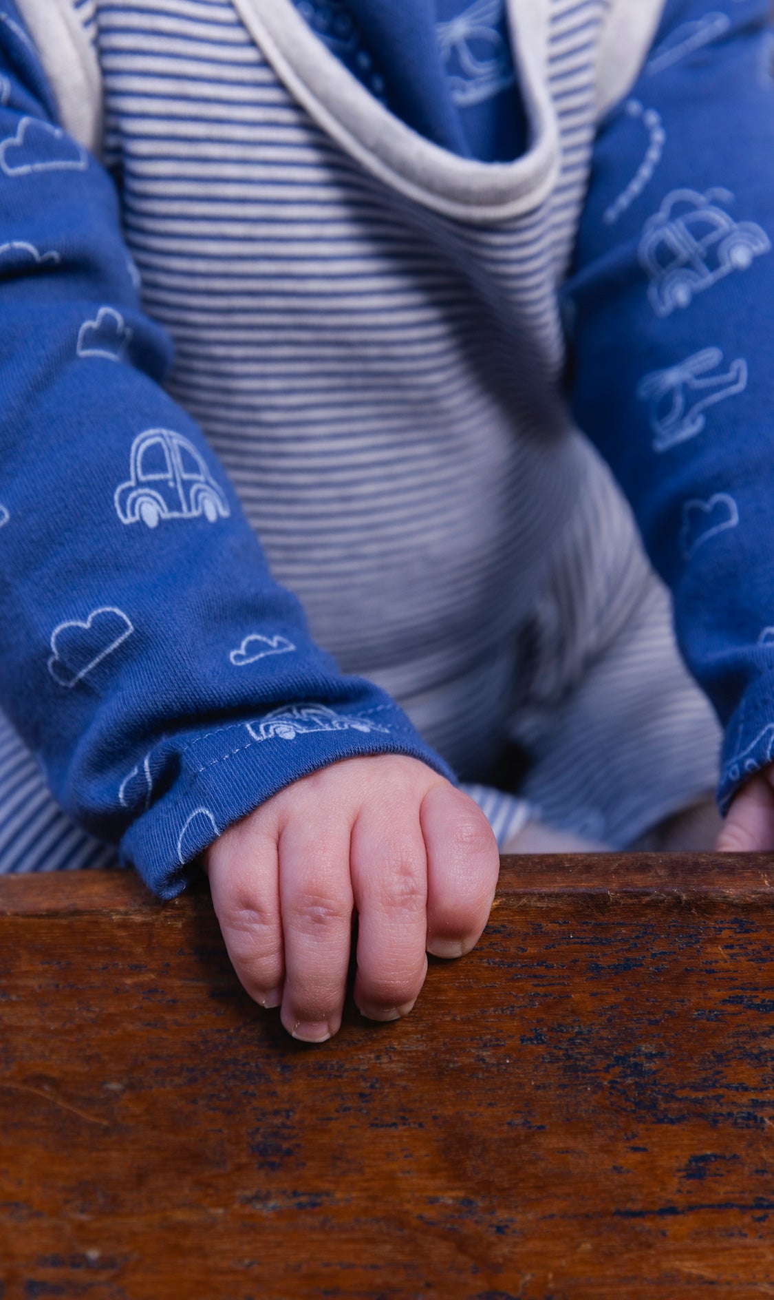 Organic Cotton Onesie With Overalls Set Blue Printed Transportation - Image 5