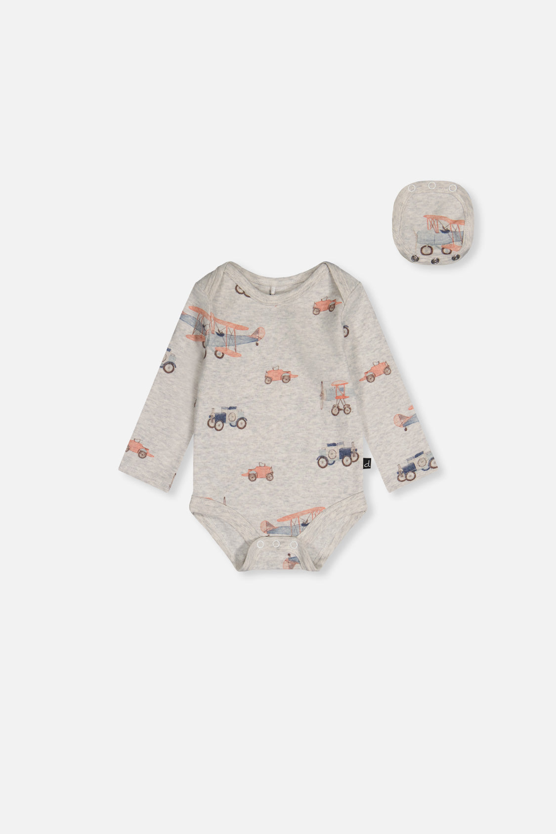 Organic Cotton Onesie Beige Printed Airplanes - Image 9