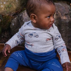 Organic Cotton Onesie Beige Printed Airplanes - Image 2