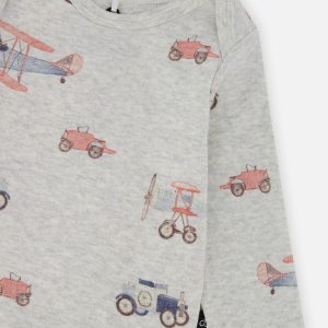 Organic Cotton Onesie Beige Printed Airplanes - Image 5