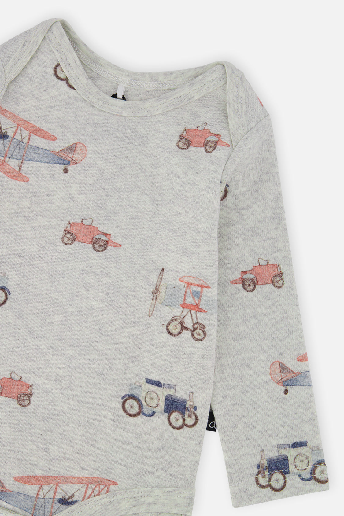 Organic Cotton Onesie Beige Printed Airplanes - Image 5