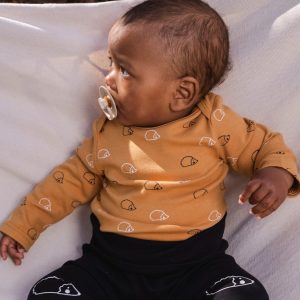Organic Cotton Onesie Brown Printed Hedgehogs - Image 2