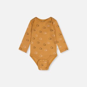 Organic Cotton Onesie Brown Printed Hedgehogs - Image 3