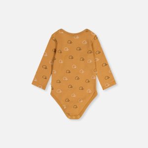 Organic Cotton Onesie Brown Printed Hedgehogs - Image 4