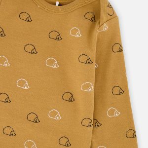 Organic Cotton Onesie Brown Printed Hedgehogs - Image 5
