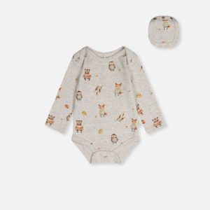 Organic Cotton Onesie Beige Animal Print - Image 9