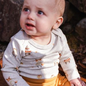 Organic Cotton Onesie Beige Animal Print - Image 2