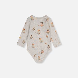 Organic Cotton Onesie Beige Animal Print - Image 4