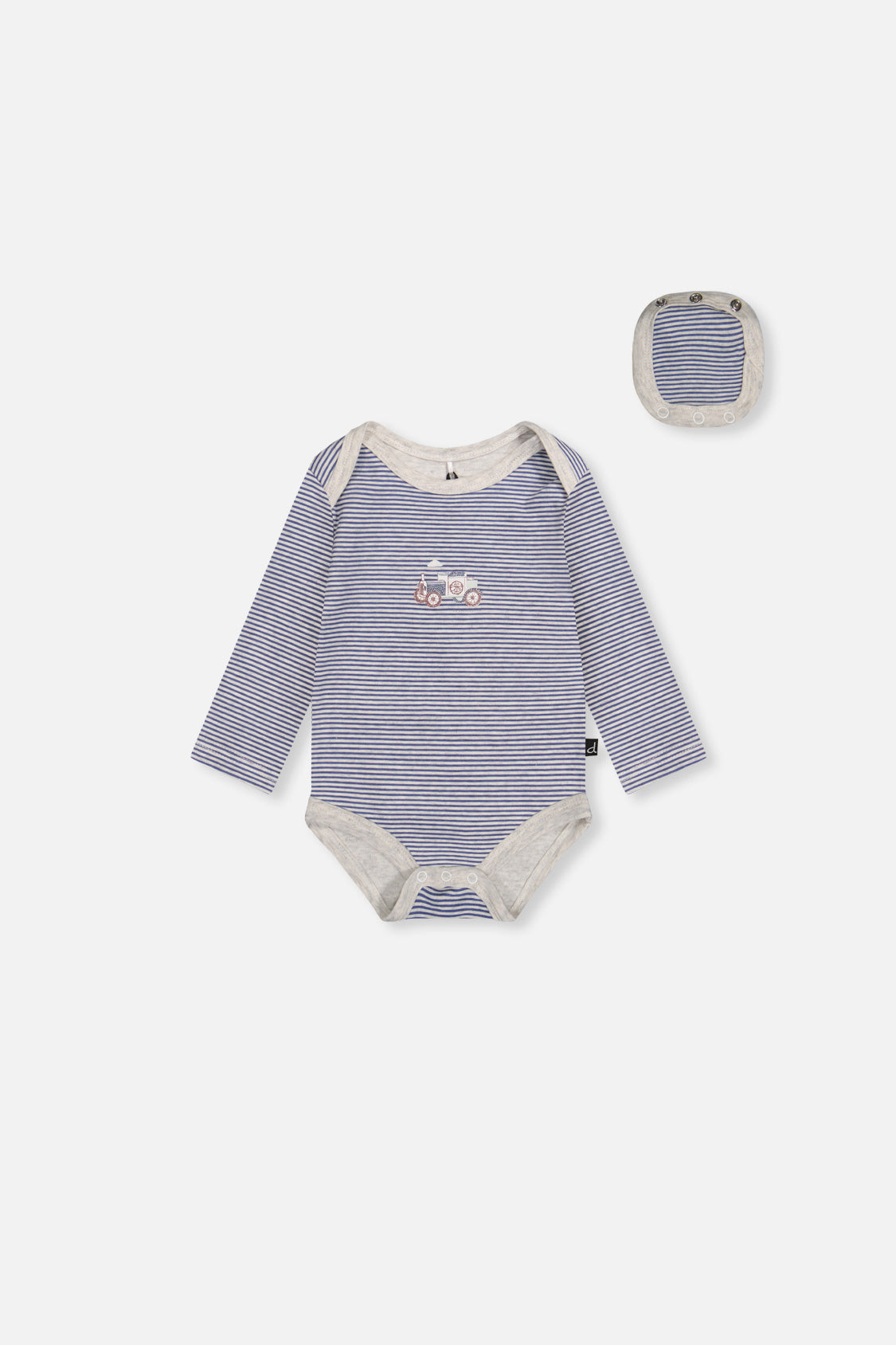 Organic Cotton Onesie Blue Printed Stripes - Image 8