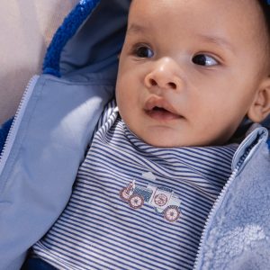 Organic Cotton Onesie Blue Printed Stripes - Image 2