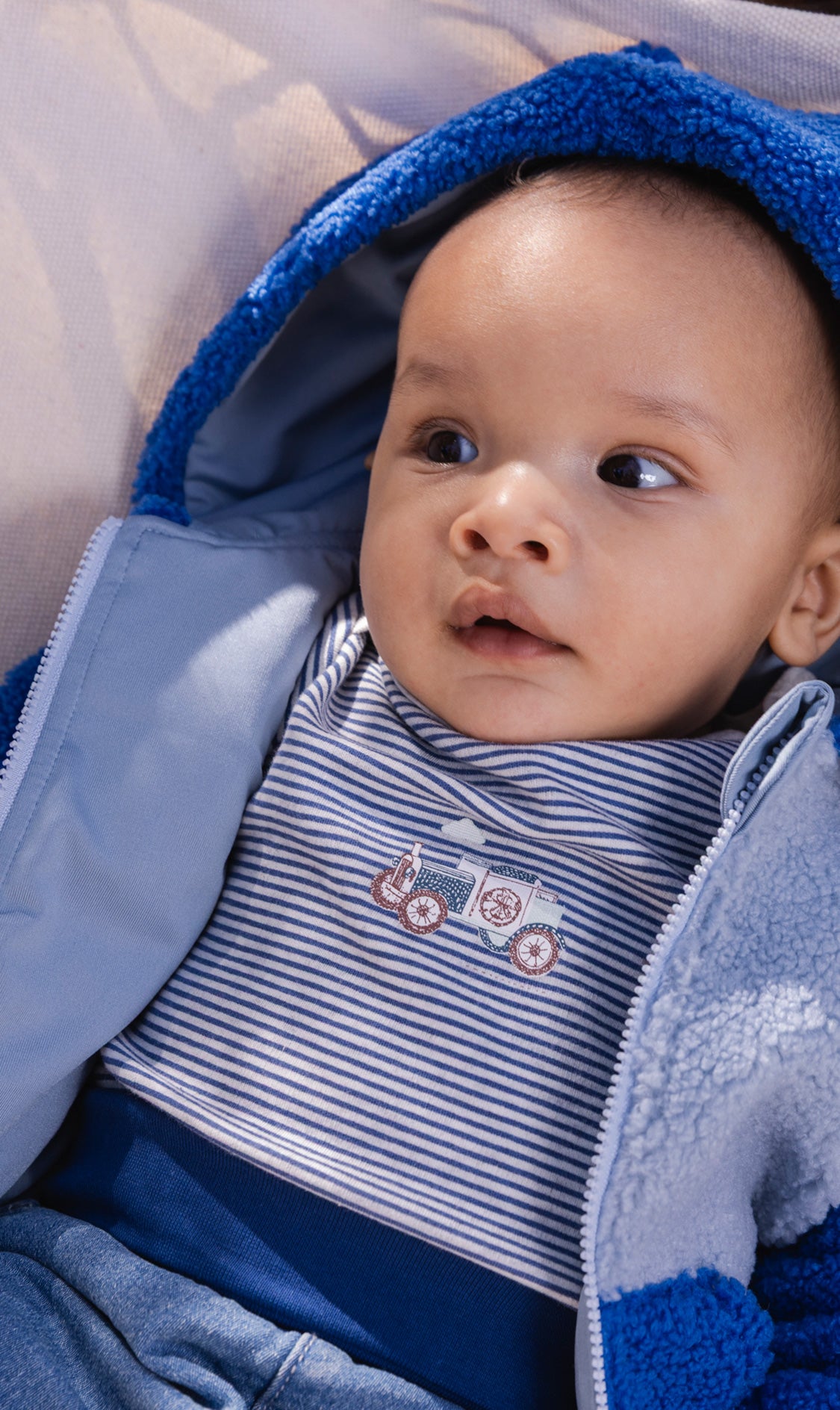 Organic Cotton Onesie Blue Printed Stripes - Image 2