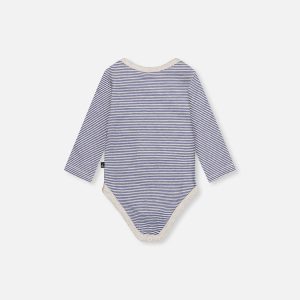 Organic Cotton Onesie Blue Printed Stripes - Image 4