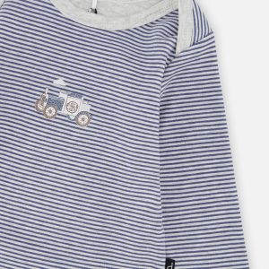 Organic Cotton Onesie Blue Printed Stripes - Image 5