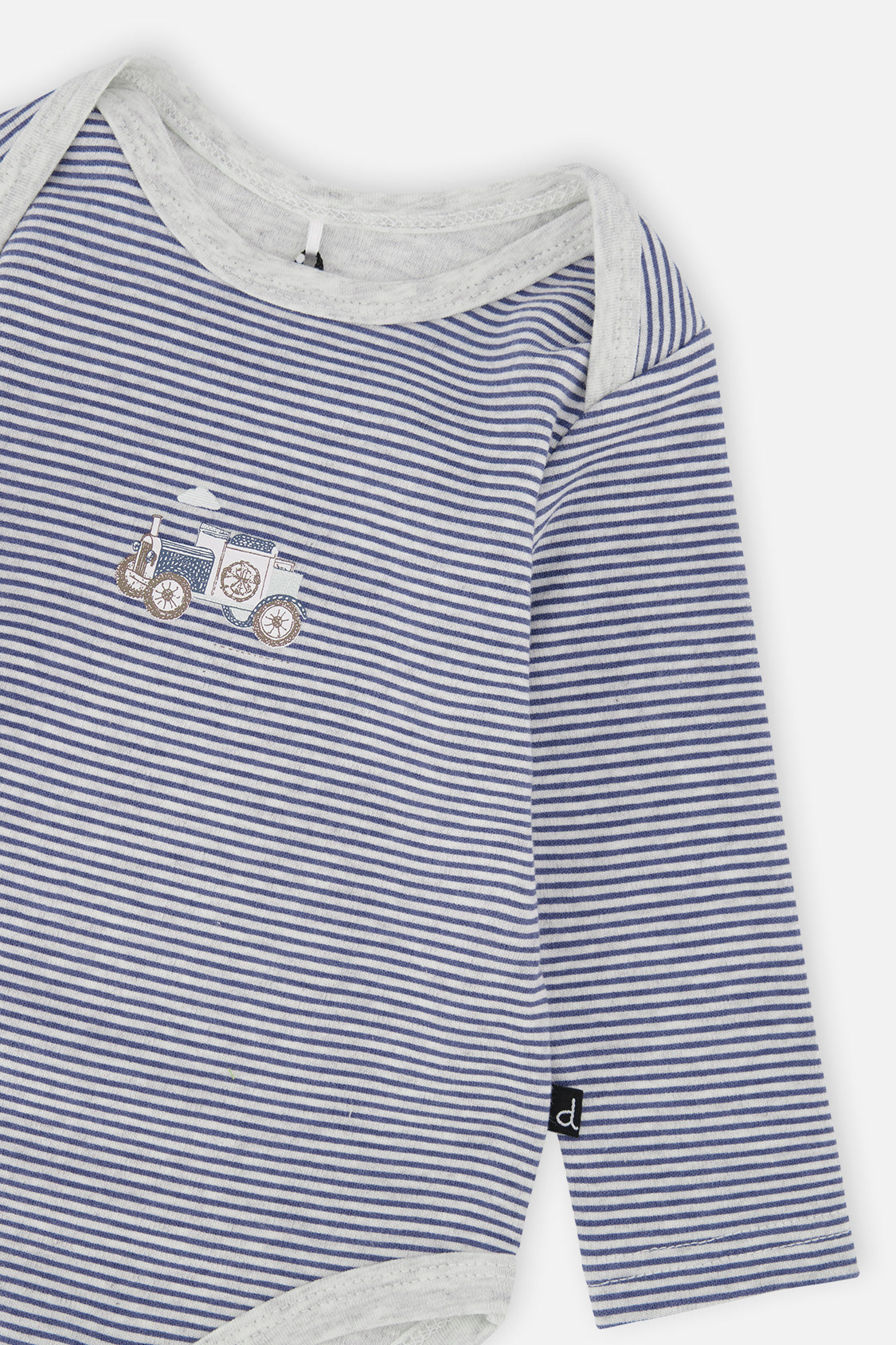 Organic Cotton Onesie Blue Printed Stripes - Image 5