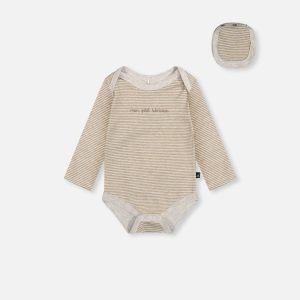 Organic Cotton Onesie Brown And White Stripes - Image 8