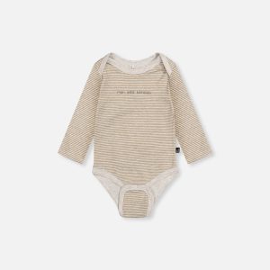 Organic Cotton Onesie Brown And White Stripes - Image 2