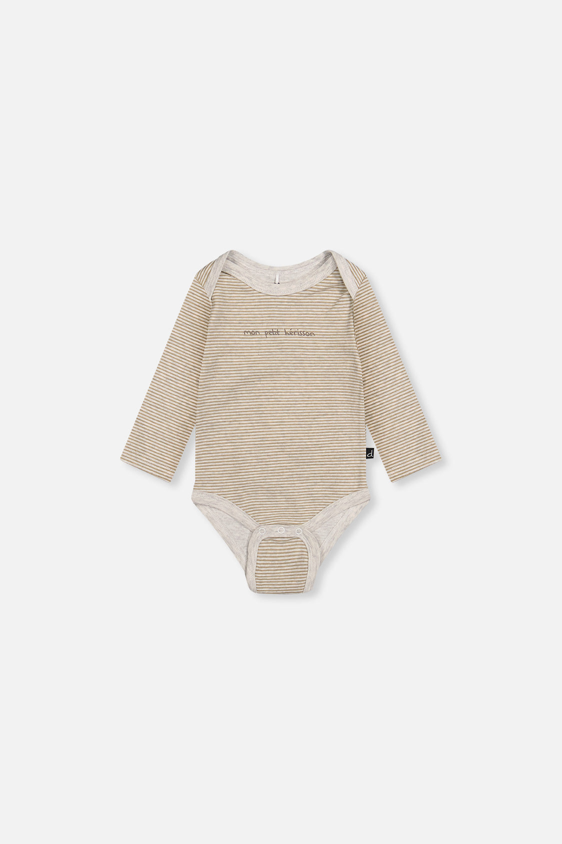 Organic Cotton Onesie Brown And White Stripes - Image 2