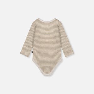 Organic Cotton Onesie Brown And White Stripes - Image 3