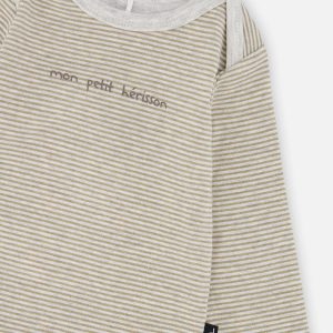 Organic Cotton Onesie Brown And White Stripes - Image 4