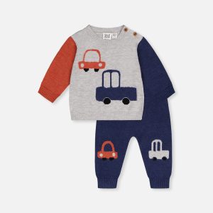 Knitted Top And Pants Set Blue And Orange - Image 10