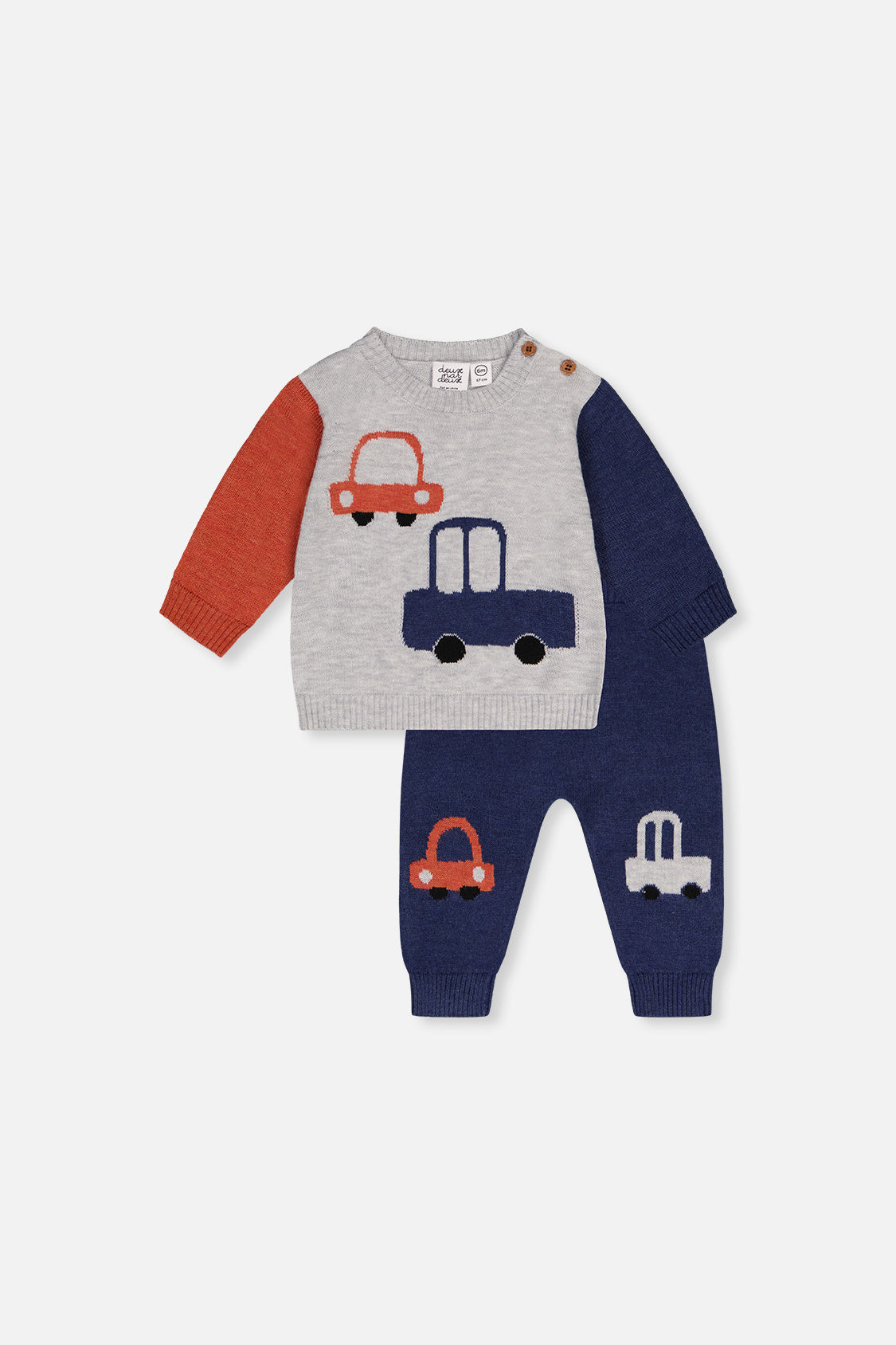 Knitted Top And Pants Set Blue And Orange - Image 10