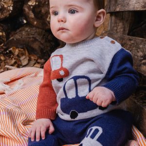 Alternative view of Knitted Top And Pants Set Blue And Orange