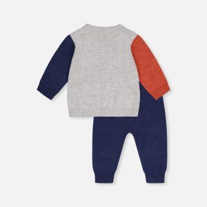 Knitted Top And Pants Set Blue And Orange - Image 3