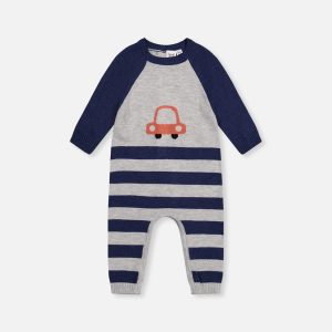 Knitted Intarsia Romper Blue And Orange