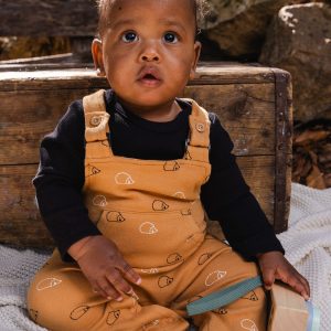 Organic Cotton Onesie With Overalls Set Black And Brown - Image 2