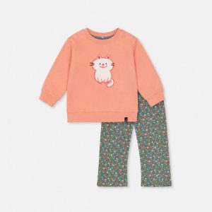 Baby Tunic And Leggings Set Pale Pink And Green Floral Print