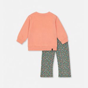 Baby Tunic And Leggings Set Pale Pink And Green Floral Print - Image 2