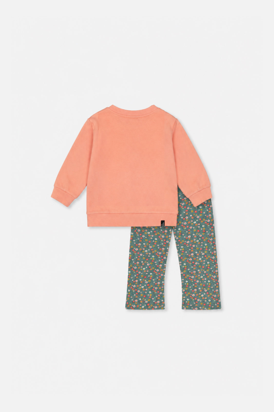 Baby Tunic And Leggings Set Pale Pink And Green Floral Print - Image 2